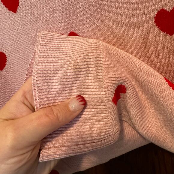 NWT‎ Abbott Pink Heart Button Down Cardigan XS Oversized Valentine's Day Teacher - Picture 7 of 10